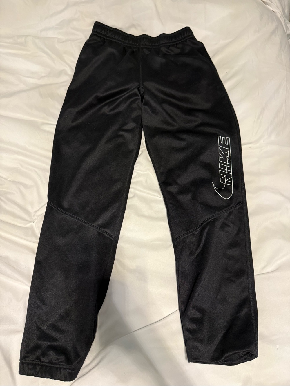 Nike Black Pants with White Swoosh Script